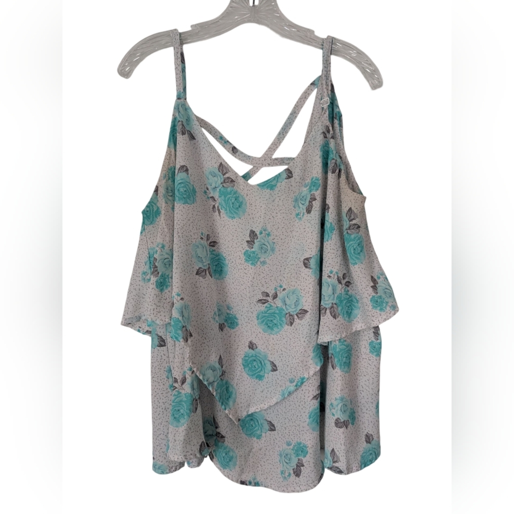 Torrid Tiered White/Teal Floral Camisole Sz.18/20